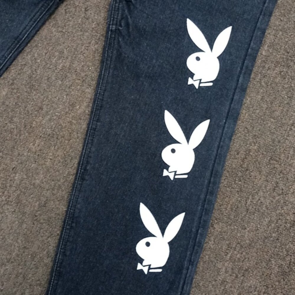 Playboy Bunny Wide Legs Beggy Denim Jeans Y2K - Picture 2 of 7